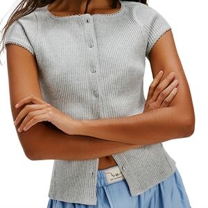 New Free People Most Wanted Light Heather Gray Cardi, NWT Sz. Large